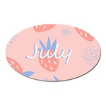 July Summer Strawberry Pink Berry Oval Magnet Front