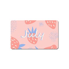 July Summer Strawberry Pink Berry Magnet (name Card) by Grandong