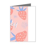 July Summer Strawberry Pink Berry Mini Greeting Card Left