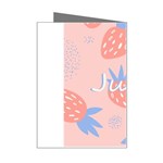 July Summer Strawberry Pink Berry Mini Greeting Card Right