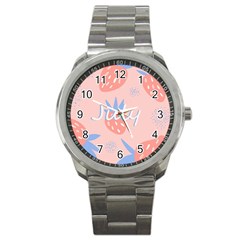 July Summer Strawberry Pink Berry Sport Metal Watch by Grandong