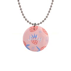 July Summer Strawberry Pink Berry 1  Button Necklace by Grandong