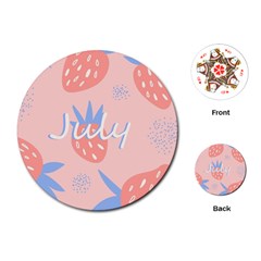 July Summer Strawberry Pink Berry Playing Cards Single Design (round)