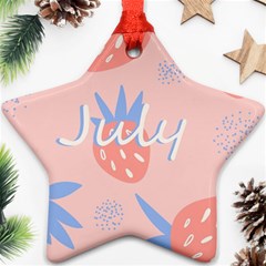 July Summer Strawberry Pink Berry Star Ornament (two Sides)