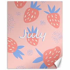 July Summer Strawberry Pink Berry Canvas 16  X 20  by Grandong