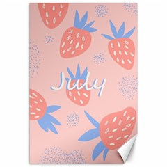 July Summer Strawberry Pink Berry Canvas 24  X 36  by Grandong