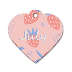 July Summer Strawberry Pink Berry Dog Tag Heart (two Sides) by Grandong