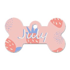 July Summer Strawberry Pink Berry Dog Tag Bone (one Side) by Grandong