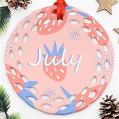 July Summer Strawberry Pink Berry Ornament (round Filigree)