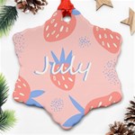 July Summer Strawberry Pink Berry Ornament (Snowflake) Front