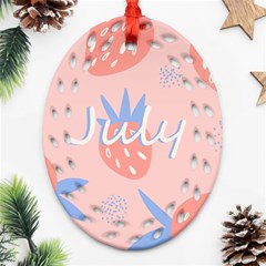 July Summer Strawberry Pink Berry Ornament (oval Filigree)