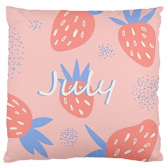 July Summer Strawberry Pink Berry Standard Premium Plush Fleece Cushion Case (one Side) by Grandong