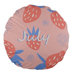 July Summer Strawberry Pink Berry Large 18  Premium Flano Round Cushions by Grandong