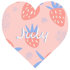 July Summer Strawberry Pink Berry Wooden Puzzle Heart by Grandong