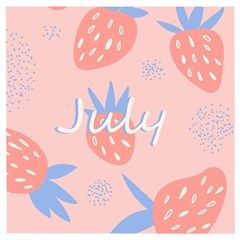 July Summer Strawberry Pink Berry Wooden Puzzle Square by Grandong