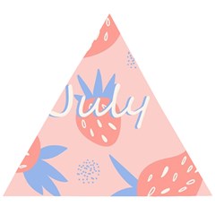 July Summer Strawberry Pink Berry Wooden Puzzle Triangle by Grandong