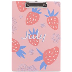 July Summer Strawberry Pink Berry A4 Acrylic Clipboard by Grandong