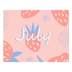 July Summer Strawberry Pink Berry Premium Plush Fleece Blanket (large) by Grandong