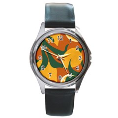 Lemon Citrus Fruit Summer Painting Drawing Round Metal Watch by Grandong