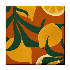 Lemon Citrus Fruit Summer Painting Drawing Tile Coaster by Grandong