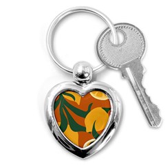 Lemon Citrus Fruit Summer Painting Drawing Key Chain (heart) by Grandong