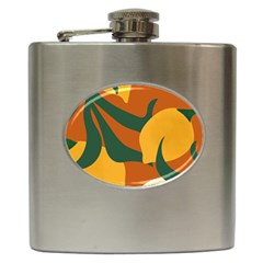 Lemon Citrus Fruit Summer Painting Drawing Hip Flask (6 Oz) by Grandong