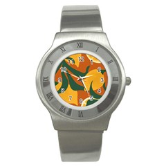 Lemon Citrus Fruit Summer Painting Drawing Stainless Steel Watch by Grandong