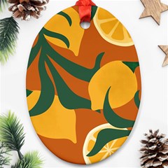 Lemon Citrus Fruit Summer Painting Drawing Oval Ornament (two Sides)