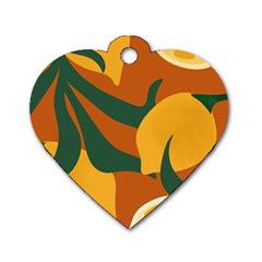 Lemon Citrus Fruit Summer Painting Drawing Dog Tag Heart (one Side) by Grandong