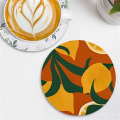 Lemon Citrus Fruit Summer Painting Drawing Uv Print Round Tile Coaster by Grandong