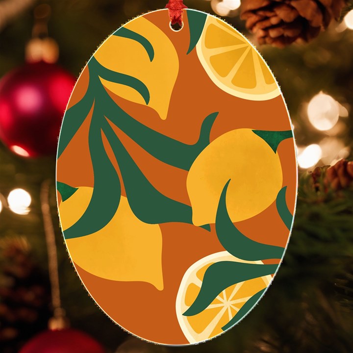 Lemon Citrus Fruit Summer Painting Drawing UV Print Acrylic Ornament Oval