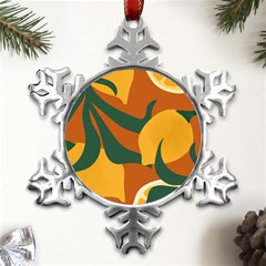 Lemon Citrus Fruit Summer Painting Drawing Metal Small Snowflake Ornament by Grandong