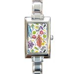 Summer Flowers Spring Background Rectangle Italian Charm Watch Front