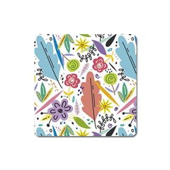 Summer Flowers Spring Background Square Magnet by Grandong