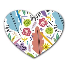 Summer Flowers Spring Background Heart Mousepad