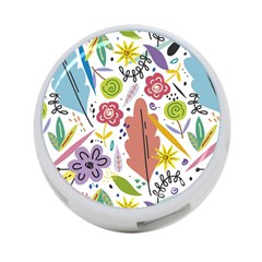 Summer Flowers Spring Background 4-port Usb Hub (one Side)