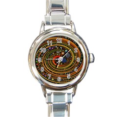 Swirl Vortex Emoji Cyclone Motion Art Round Italian Charm Watch