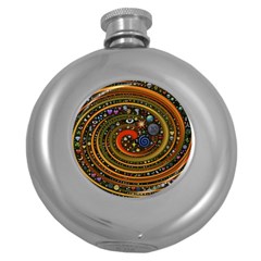 Swirl Vortex Emoji Cyclone Motion Art Round Hip Flask (5 Oz)