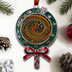 Swirl Vortex Emoji Cyclone Motion Art Metal X mas Lollipop With Crystal Ornament by Paksenen