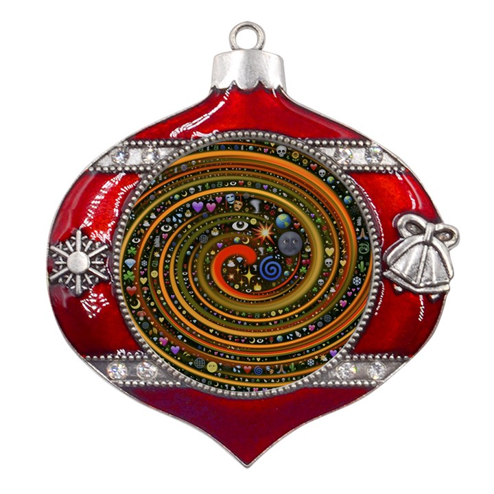 Swirl Vortex Emoji Cyclone Motion Art Metal Snowflake And Bell Red Ornament