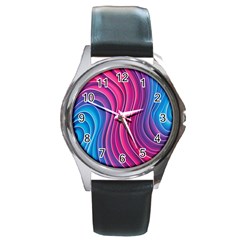 Spiral Swirl Pattern Light Circle Round Metal Watch by Ndabl3x