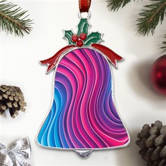 Spiral Swirl Pattern Light Circle Metal Holly Leaf Bell Ornament