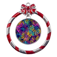 Illustration Graphics Art Metal Red Ribbon Round Ornament