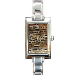 Textures Brown Wood Rectangle Italian Charm Watch by anzea