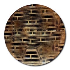 Textures Brown Wood Round Mousepad by anzea