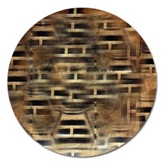 Textures Brown Wood Magnet 5  (round)