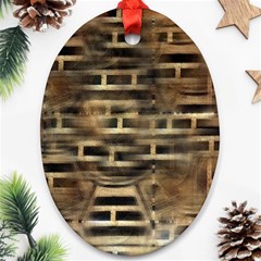 Textures Brown Wood Oval Ornament (two Sides)