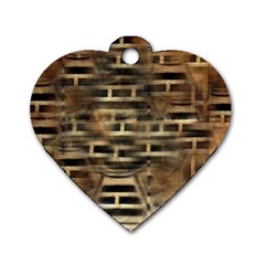 Textures Brown Wood Dog Tag Heart (one Side) by anzea