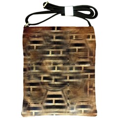 Textures Brown Wood Shoulder Sling Bag by anzea