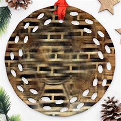 Textures Brown Wood Round Filigree Ornament (two Sides)